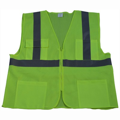 Lime Mesh 4-Pocket ANSI Class II Safety Vests