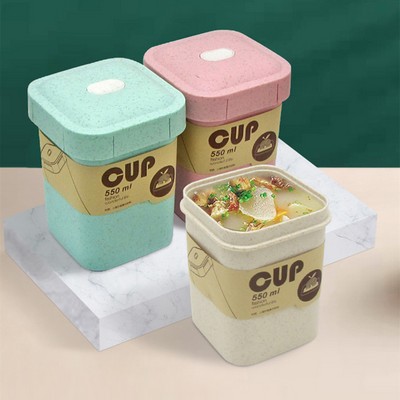 550ml Leak proof breakfast cup,square soup cup lunch box food container