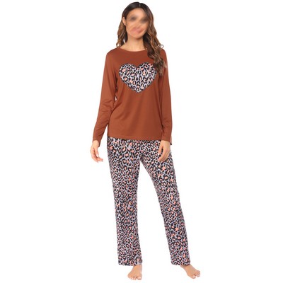 Women Two Piece Leopard Sweatsuit Leisure Wear