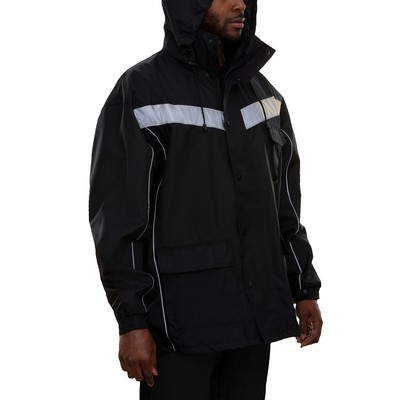 Mesh Lined Parka with Detachable Hood -3M™ Scotchlite™ Reflective/Black