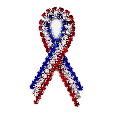 Rhinestone USA Ribbon Pin