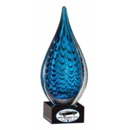 11" Teardrop Art Glass Sculpture Award