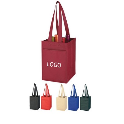 Non-Woven 4 Bottle Wine Tote