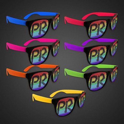 Rainbow Pride Neon Billboard Sunglasses w/Blue Arms