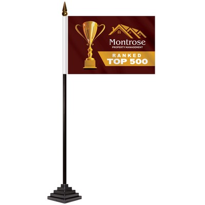 4" x 6" Single Reverse Stick Flag with Pyramid Stick Flag Base