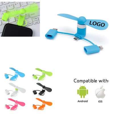 3-in-1 Portable USB Cellphone Fan