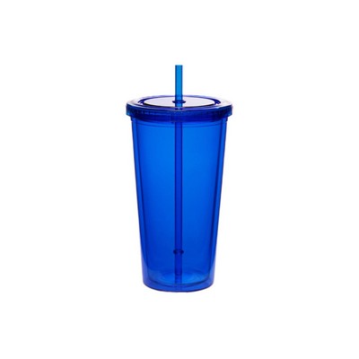 Double Wall Acrylic Tumbler with Straw, 20 oz.