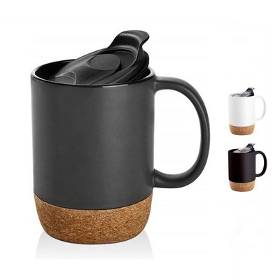 14 Oz Coffee Mug With Cork Bottom And Splash Proof Lid