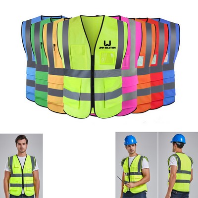 Safety Vest Reflective With Pockets And Zipper