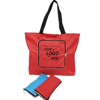 Foldable Lightweight Zipper Shopping Tote Bag