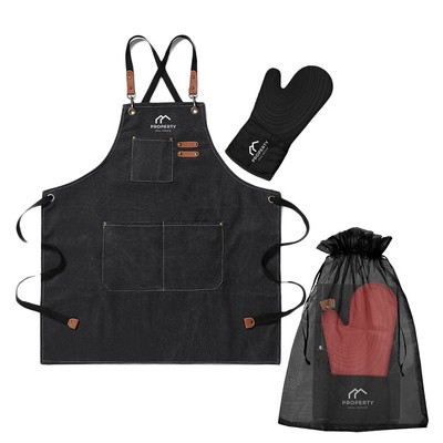 Canvas Oven Mitt & Apron Set