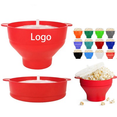 Foldable Silicone Microwave Popcorn Popper Bowl With Lid