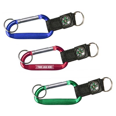 Carabiner Key Tag With Compass