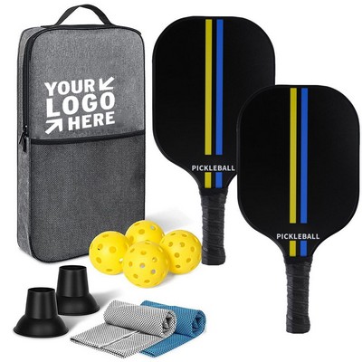 Carbon Fiber Pickleball Paddle Set in a Pouch