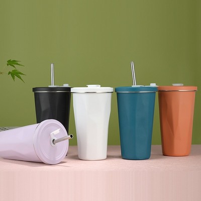 New 304 Straw Cup Vacuum Stainless Steel Insulation Coffee MugLarge Capacity Straw Water Cup