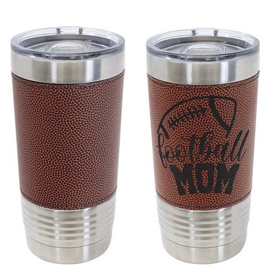 Football Leatherette Tumbler w/Slide Lid - 20 Oz.