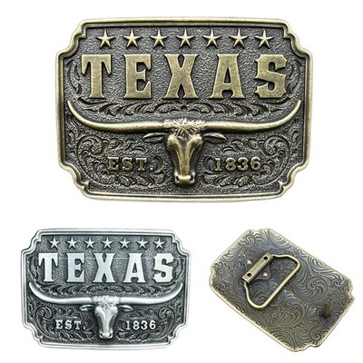 Custom 3D Die Cast TEXAS Belt Buckle(3 1/2'' x 3 1/2'')