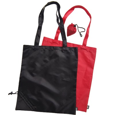 Polyester RPET Environmental Portable Folding Supermarket Shopping Bag 210D Waterproof Extra Long