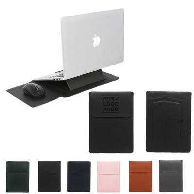 13" PU Leather Laptop Stand Protective Sleeve W/ Mouse Pad