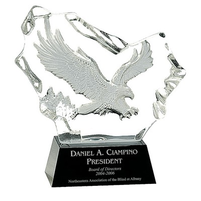 7" Crystal Carved Eagle on Black Base