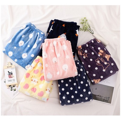 Flannel Pajamas Pants Women Cartoon Family Christmas Pajama Pants Kawaii Pajama Pants