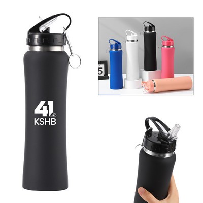 25Oz. Stainless Steel Vaccumm Flask w/Straw Lid