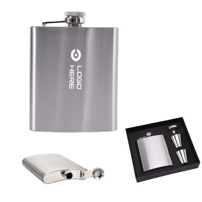 8 Oz Hardcover Hip Flask Gift Set