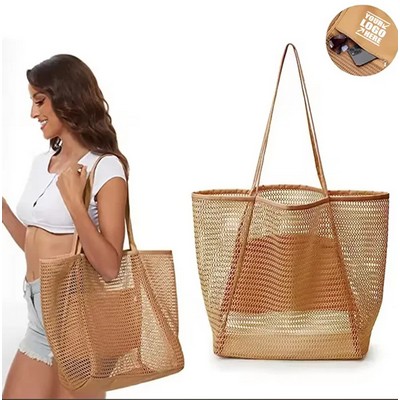 Mesh Beach Shoulder Tote Bag