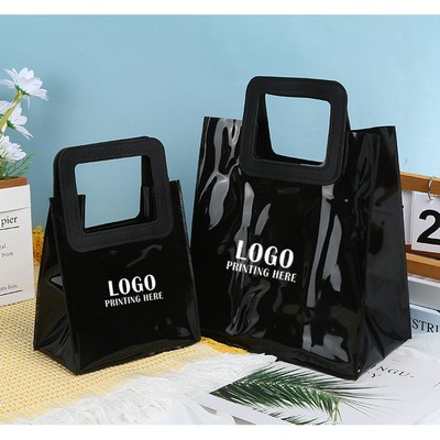 Resuable Jelly Black Tote Bag With Handle