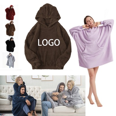 Customizable Loose Fleece Hoodie Pajama