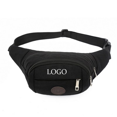 Canvas 3-Zipper Fanny Pack