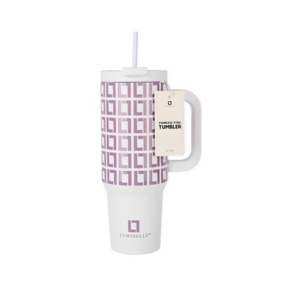 Pink LL Double Walled Insulated 40 OZ Tumbler With Straw