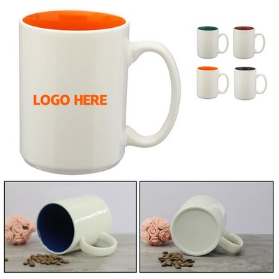 15 oz. Glossy Two-Tone Ceramic Coffee Mugs