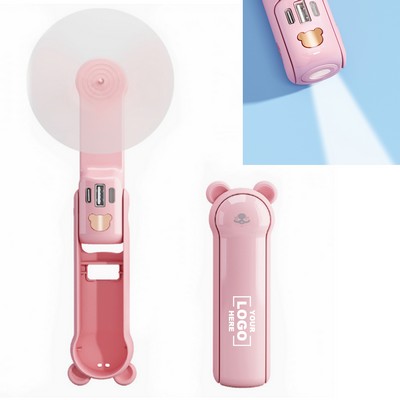 Portable 3-in-1 Mini Handheld Fan with Power Bank and Flashlight