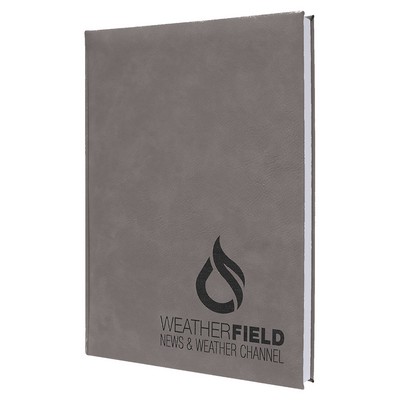 7" x 9.75" Gray Leatherette Journal with Lined Notepad