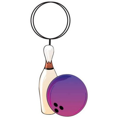 Bowling Ball & Pin Key Chain w/Mirrored Back (6 Square Inch)