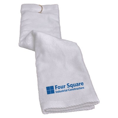 Turkish Trifold Golf White Towel (16"x25")