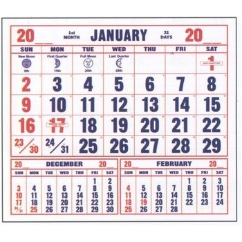 12 Sheet Stock Calendar Pad w/Large Bold Dates