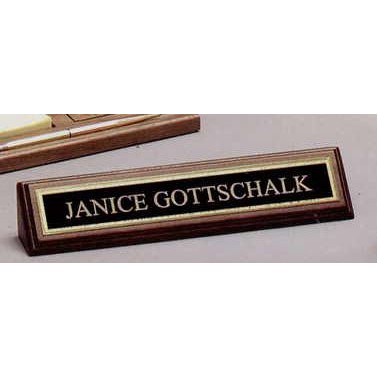 Solid Walnut Name Plate Wedge w/ Black/Gold Plate (2"x10.5")