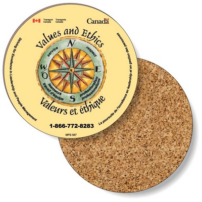 .067" Premium Coaster with Cork Bottom, Circle (3.5" Dia.), Full Color