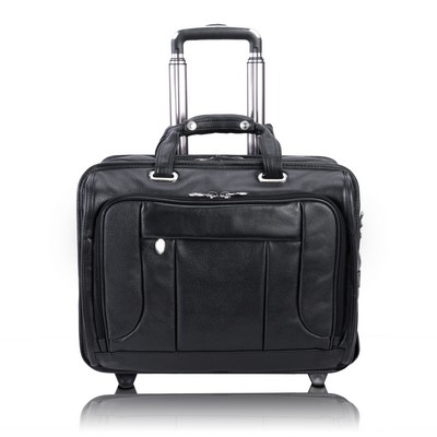 WEST TOWN | 17" Black Leather Detachable-Wheeled Laptop Case | McKleinUSA