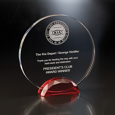 5" Red Crispy Crystal Award