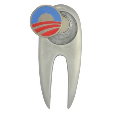 Cast Divot Tool w/ 3/4" Ballmarker and Die Struck Ballmarker