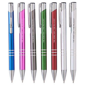 Aura Metal Push Action Ballpoint Pen w/ Chrome Accent