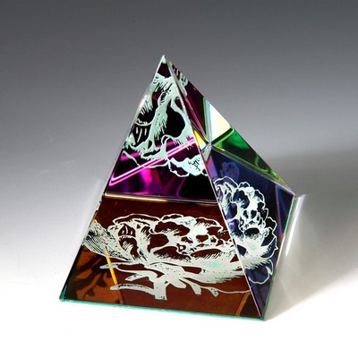 2-1/8" Rainbow Colored Pyramid Paperweight