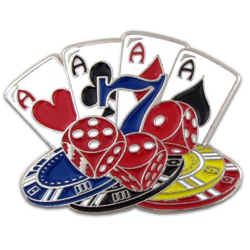 Cards Dice and Poker Chips Pin