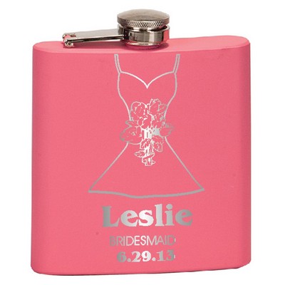 6 Oz. Matte Pink Flask