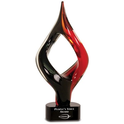 Black and Red Twisted Art Glass Award