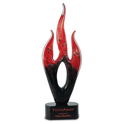 Black and Red Flame Art Glass Award