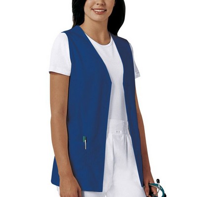 Cherokee® Fashion Solid Poplin Button Front Vest w/Soil Release